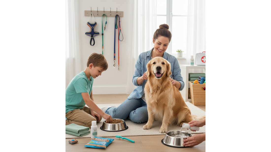 Chien Golden Retriever se reposant confortablement dans un salon élégant.