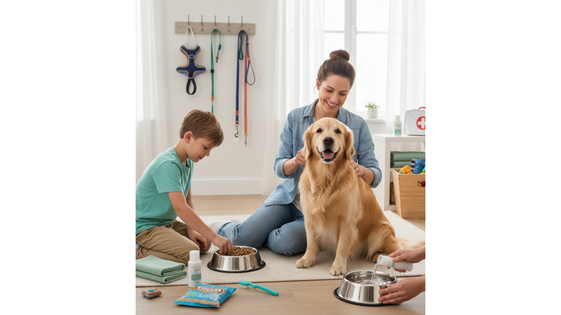 Chien Golden Retriever se reposant confortablement dans un salon élégant.